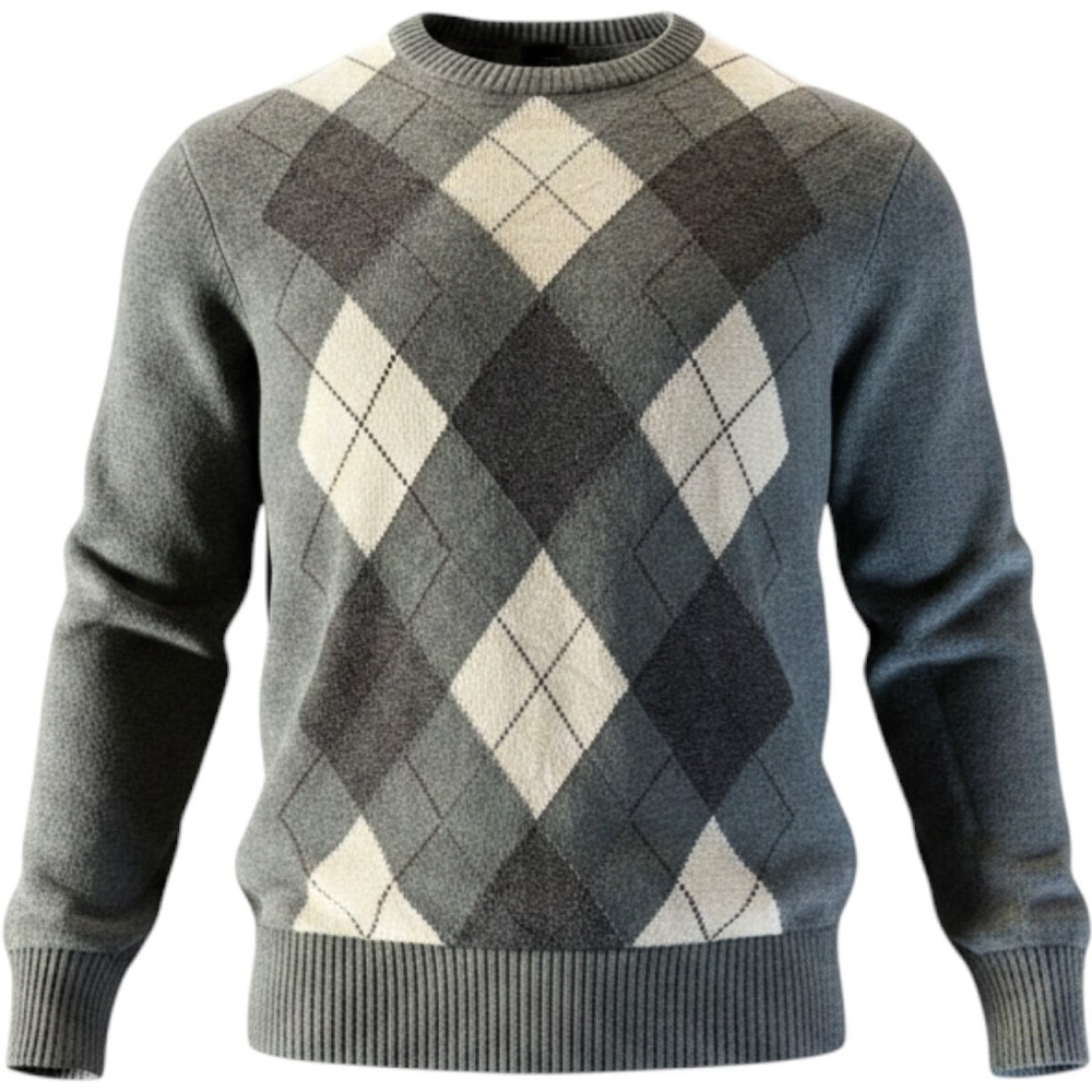Dockers Sweater Mens Large Grey Argyle Cotton‎ Crew Neck Preppy Academic New